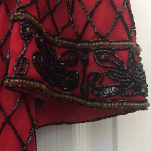 FINAL MARKDOWN Papell boutique beaded evening top medium Red