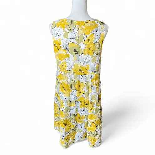 Valentina Naldi Floral Yellow Dress Sleeveless dress line Made In Italy Medium