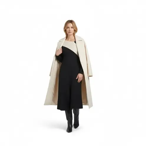 Dalia Macphee Long Sleeve Asymmetrical color block Maxi Sweater Dress black Sz M Size M