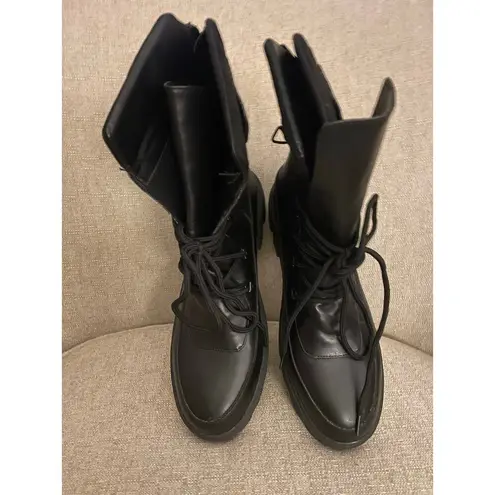Cyber Tech wear Black Leather Lace up Boots, PO#003620 Size 9.5