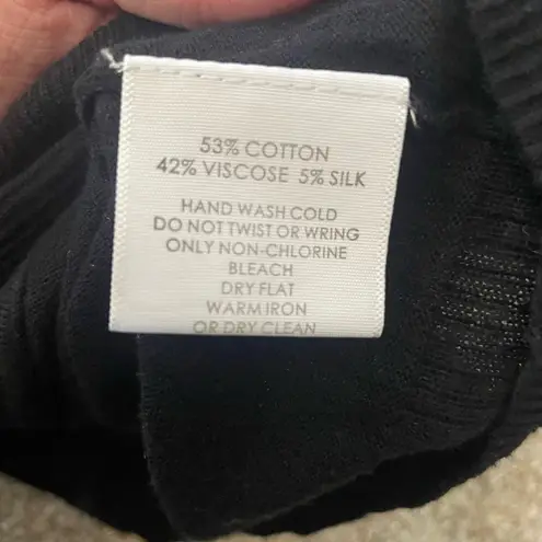 White + Warren Black Long Sleeve Silk Blend Top Size Small Thin Sweater