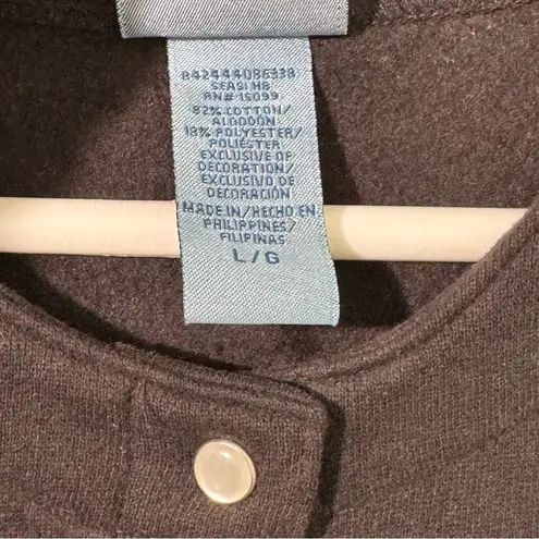 Classic Elements Black Cardigan Sweater Red Poinsettias Floral Embroidered Large