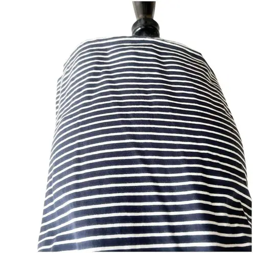 Club Monaco Women’s Striped Tee One Pocket Size Small Navy White Crew Neck