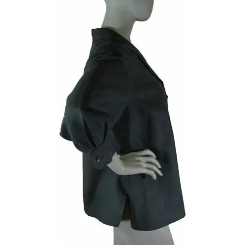 Harvé Benard Harve Benard,18W, Black Linen Blend Shirt, long sleeve button front blouse, $23