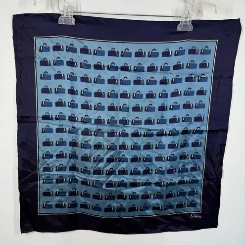Vintage Echo silk suitcases scarf made in Japan 22x22” Blue