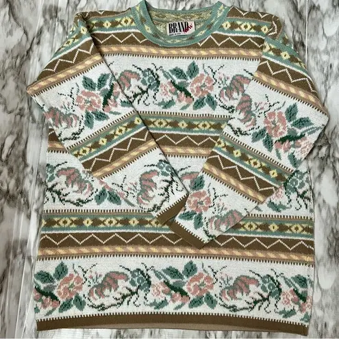 Vintage Cottagecore 80’s 90s Tunic Oversized Sweater Coastal Granny Womens Sz L Pink Size L