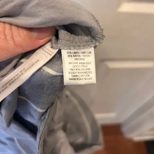 NWT Ann Taylor LOFT Women's Gray White Stripe Linen Rayon Wide Leg Pants Size 14