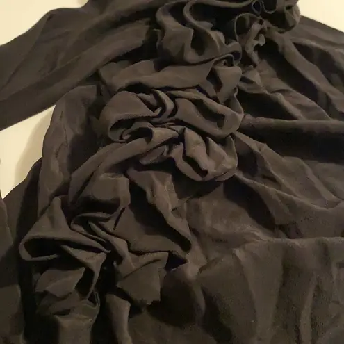 Robert Rodriguez NWT women’s black silk floral ruffled one sleeve blouse, size 4