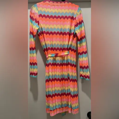 Rubber Ducky NWT Productions Multicolored Rainbow Chevron Striped Wrap Dress - M