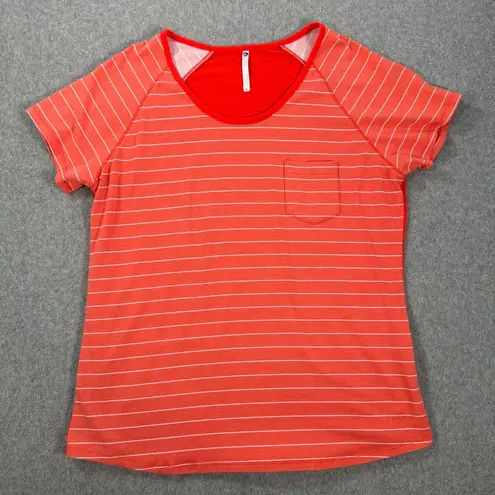 Kuhl Striped Pocket Tee Shirt Women's Large Orange CoolPlus Short Sleeve *Worn