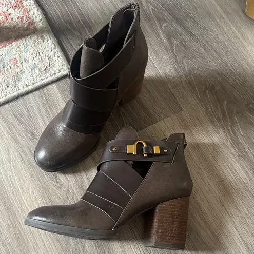 Isola  Dark Brown Ankle Booties with Gold Buckle Leather Boots thumbnail 3