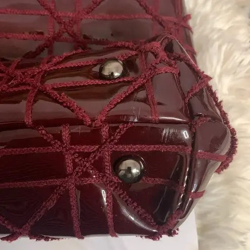 Big Buddha  BURGUNDY PATENT LEATHER TOTE / SHOULDER BAG WITH GUNMETAL CHAIN