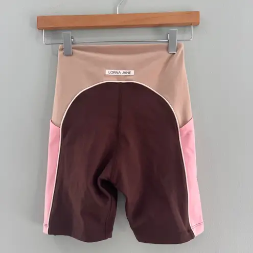 Lorna Jane Rainbow Splice No Ride Booty Pocket Bike Shorts NWT