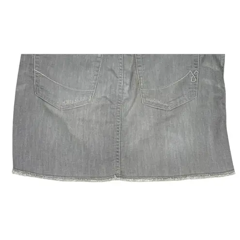 Martin + Osa Distressed Raw Hem Stretchy Mini Jean Skirt 10 Grey Washed #3594 Gray