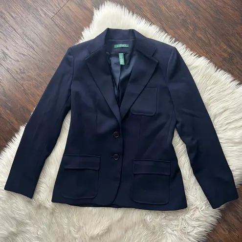 Ralph Lauren Navy Blue Wool Blazer