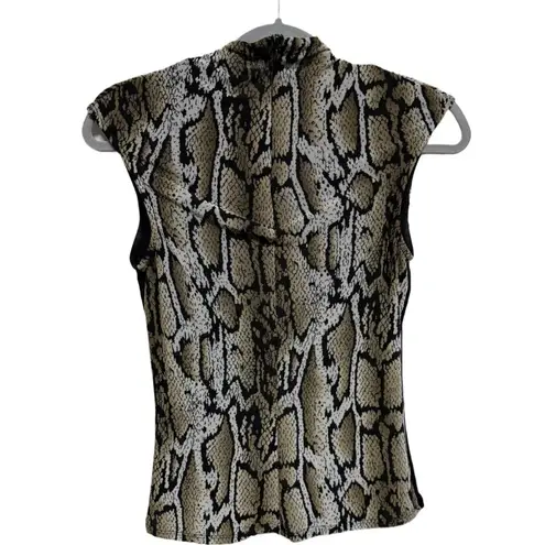 Kay Celine Sleeveless Cowl Neck Top Small Animal Print Snakeskin Blouse Chic