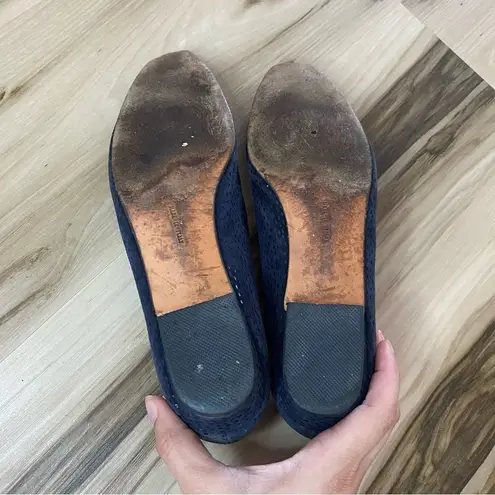 Salvatore Ferragamo Vintage  Navy Blue Suede Almond Toe Slip on Shoes