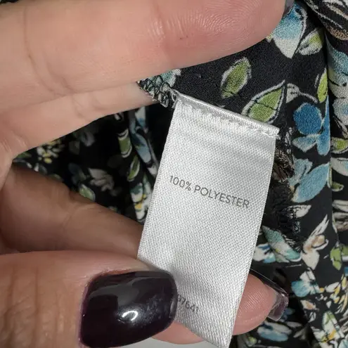 J. Jill Button Down Layered Tunic Top Blouse Large Petite Long Sleeve Floral Black Size undefined