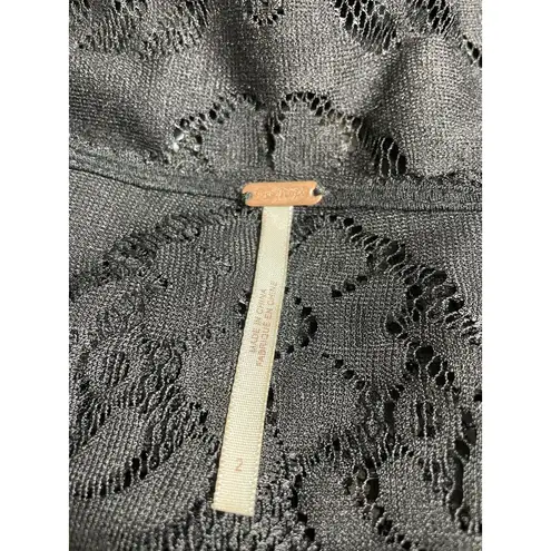 Free People  Womens Size 2 Lovers Folk Song Dress Black Side Zip Cutout Back Lace