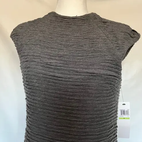 Suzi Chin Maggy Boutique Pleated Bodycon Sz 4 Cocktail Workwear Capsule Minimal Gray