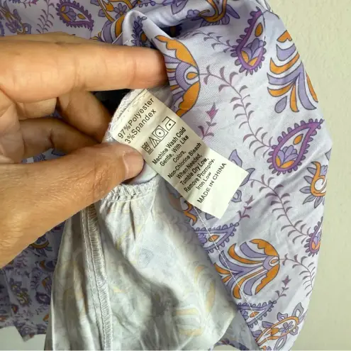 Pink Ripple Paisley‎ Lilac Ruffle Mini Cocktail Dress Women’s Lightweight Size L Purple Size L