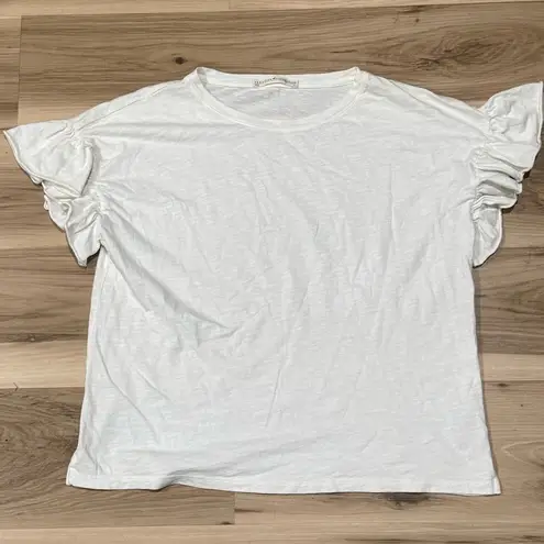 Peruvian Connection White Ruffle Sleeve Shirt Women’s XS