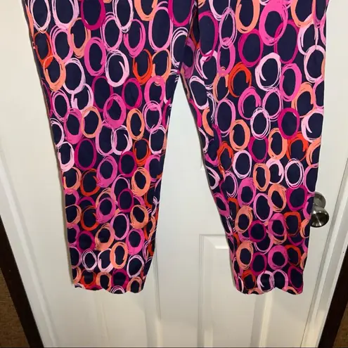 Pappagallo Navy/Pink/Orange Print Cropped Capri Pants 14