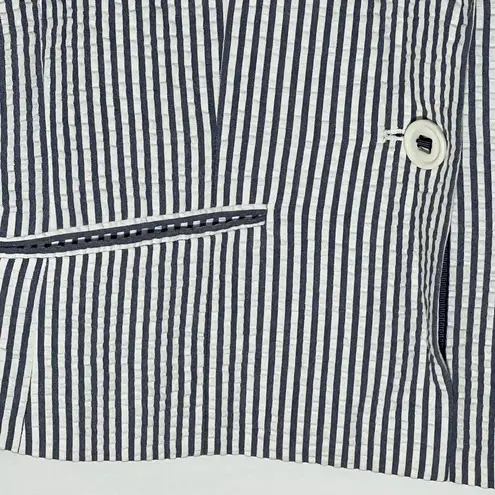 BCBGMAXAZRIA  Womens Size S Seersucker Cropped Blazer Blue White Stripe Y2K