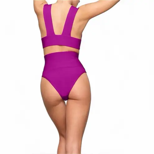 SKIMS Knit Swim Plunge Bikini Set – Magenta, Size M (Top + Bottom)