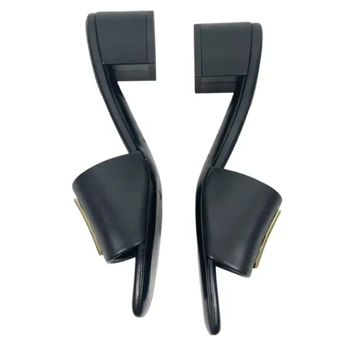 Givenchy 4G Gold Logo Black Nappa Leather Mule Sandal Size 36