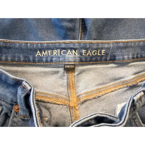 American Eagle Mom Jeans Women’s 12 Short High Rise Stretch Tapered Leg Blue