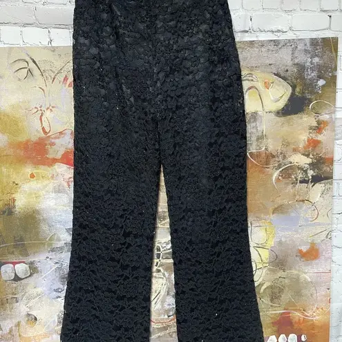 Petite Sophisticate Vintage Black Lace Flare Lined Trousers Si Fabulous