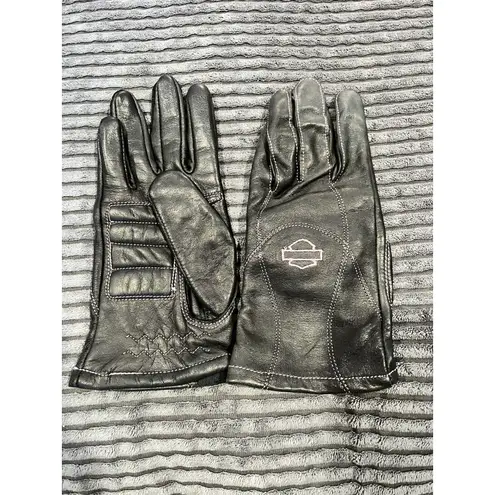 Harley Davidson women’s leather gloves black pink logo riding gear M