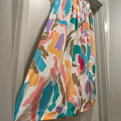 Vintage Diversity 80s 90s Pastel Colorful Multicolor Patterned Midi Skirt White Size 8