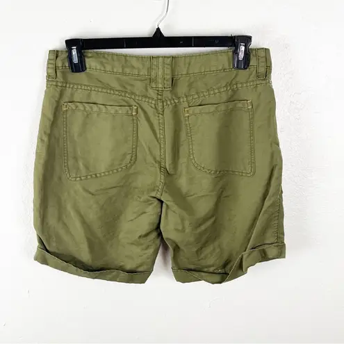 Horny Toad Linen Blend Cuffed Swept Away Bermuda Shorts, Size 8