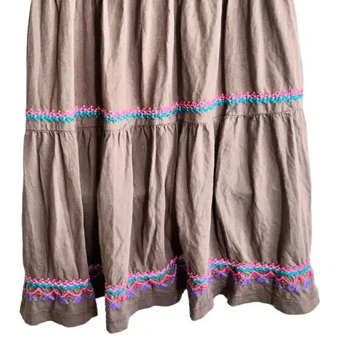 Johnny Was S brown Flora Embroidered Short Tiered Dress