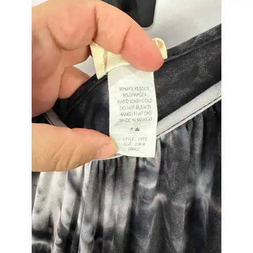 P & Rose Jumpsuit Small Black White Tie Dye Wide Leg Pockets Boho Festival Beach