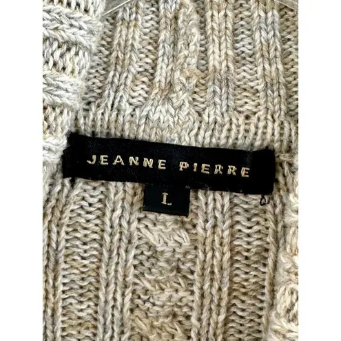 Jeanne pierre Jean Pierre Size Large Sweater Cable Knit Turtle Neck Long Line Cream Brown