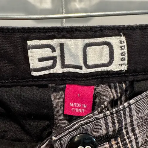 Y2K GLO Jeans Women's Size 1 Plaid Bootcut low rise Trousers Black Gray Preppy