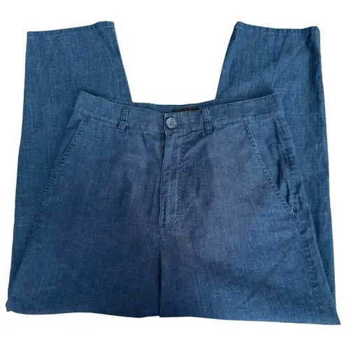 COS Cotton Navy Relaxed Taper Ankle Button Trousers Pants Size 2 Lightweight