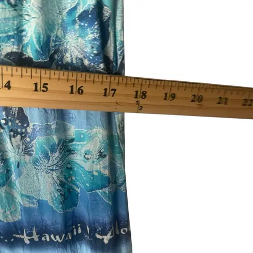 Jams World Vintage 90s Size Medium Blue Hawaii Hibiscus Floral Maxi Dress