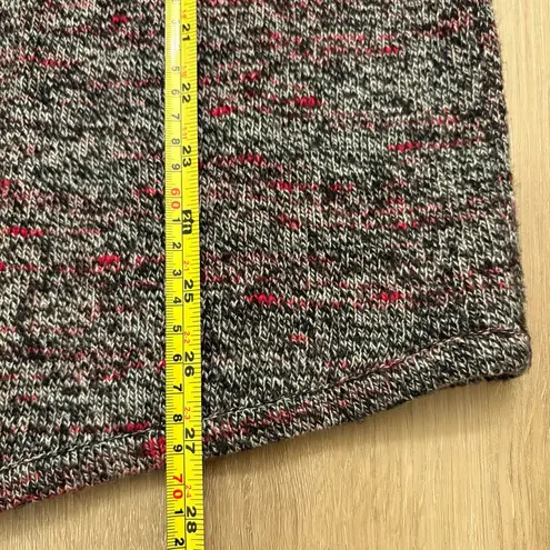 Pure Jill Marled Knit Sweater Red Black White Wool Cashmere Asymmetrical Medium