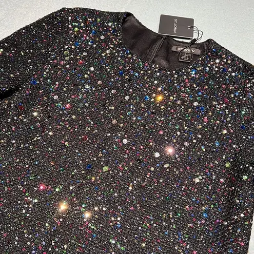 St. John Caviar Multi Mini Black Sequins Dress Size 6 D41