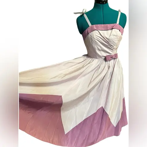 Vintage 1950's Blue Candi Jones Cali Party Prom DRESS Gown Fit & Flare Petticoat Purple