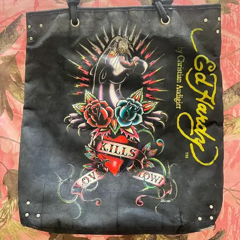 Ed Hardy y2k true vintage don  christian audigier “love kills slowly” tote bag