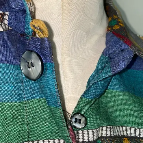 Vintage Angelique Imports Inc. 1991 Abstract Print Multicolored Medium shirt Blue