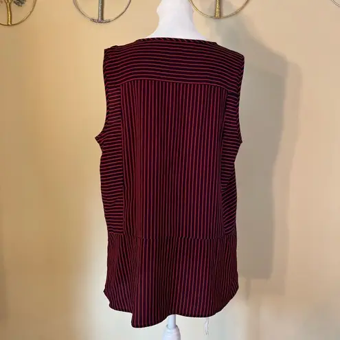 Tommy Hilfiger  Black and Red Striped Sleeveless Blouse Size Large