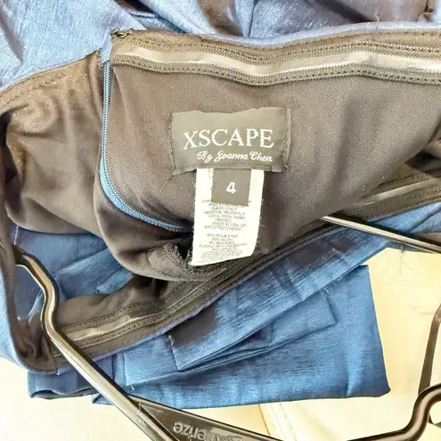 XScape Vtg Womens Bodycon Ruched Midi Dress Sz 4 Old Hollywood Glam Pinup Bow 90