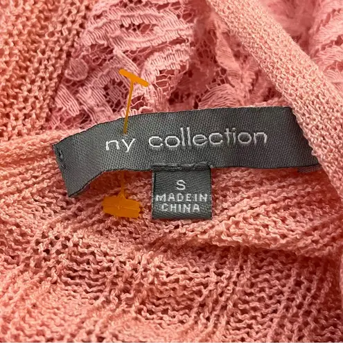 Ny Collection Open Cardigan Lace Back Dolman Short Sleeve Coral S