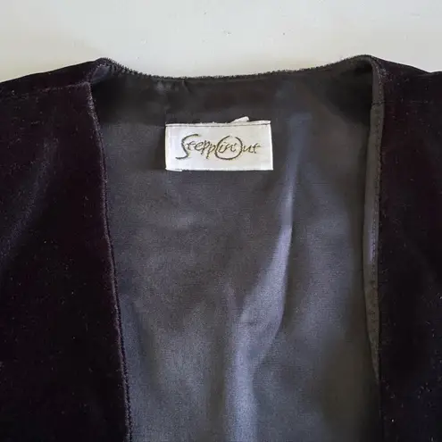 Vintage 80s 90s Steppin Out Black Velvet Cropped Bolero Jacket Size M